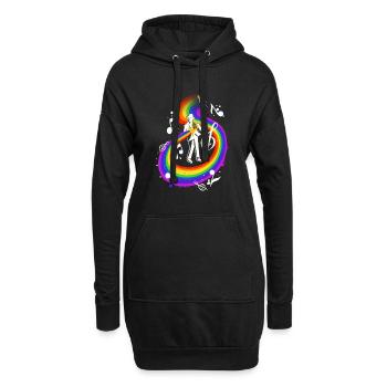 Man Playing French Horn Instrument - Hoodie-Kleid - Schwarz - Vorne