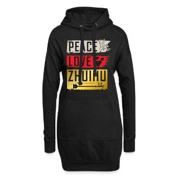 Peace Love Zhuihu Musical Instrument - Hoodie-Kleid - Schwarz - Vorne