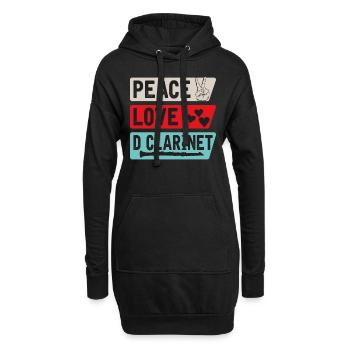 Peace Love D Clarinet Musical Instrument - Hoodie-Kleid - Schwarz - Vorne