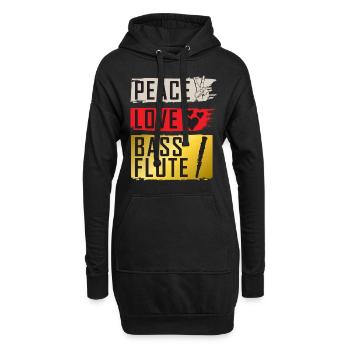 Peace Love Flûte Basse Instrument de Musique - Sweat-shirt à capuche long Femme - noir - Devant