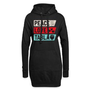 Peace Love Tabla Musical Instrument - Hoodie-Kleid - Schwarz - Vorne