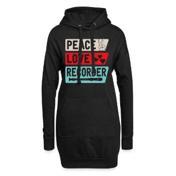 Peace Love Recorder Musical Instrument - Hoodie Dress - black - Front