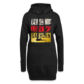 Peace Love Saxhorn Musical Instrument - Hoodie-Kleid - Schwarz - Vorne