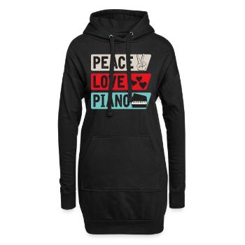 Peace Love Piano Musical Instrument - Hoodie-Kleid - Schwarz - Vorne