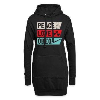 Peace Love Obeo Instrument de musique - Sweat-shirt à capuche long Femme - noir - Devant