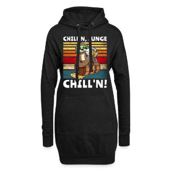 Faultier Bier Löten Saufsprüche - Hoodie-Kleid - Schwarz - Vorne
