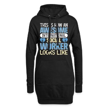 This Is How An Awesome International Social - Hoodie-Kleid - Schwarz - Vorne
