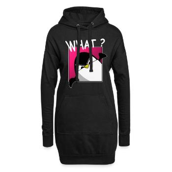 Quoi? drôle de pingouin, dictons drôles, chemise - Sweat-shirt à capuche long Femme - noir - Devant