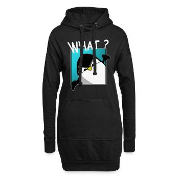 Quoi? drôle de pingouin, dictons drôles, chemise - Sweat-shirt à capuche long Femme - noir - Devant