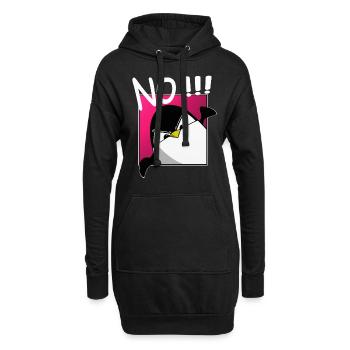 Non!!! drôle de pingouin, dictons drôles, chemise - Sweat-shirt à capuche long Femme - noir - Devant