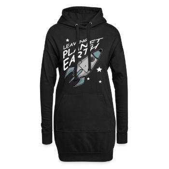 Quitter la planète Terre, Fusée dans l’espace, Chemise - Sweat-shirt à capuche long Femme - noir - Devant