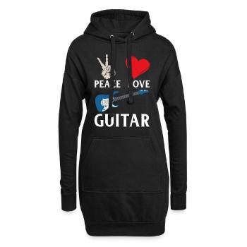 Peace Love Guitare Guitariste Guitar Lover - Sweat-shirt à capuche long Femme - noir - Devant