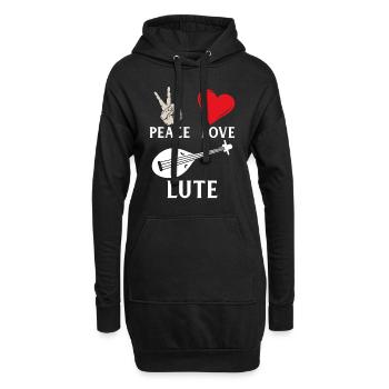 Peace Love Lute Music Instrument - Hoodie-Kleid - Schwarz - Vorne