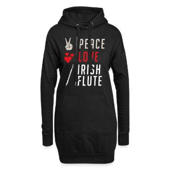 Peace Love Irish Flute Leprechaun Flute - Hoodie-Kleid - Schwarz - Vorne