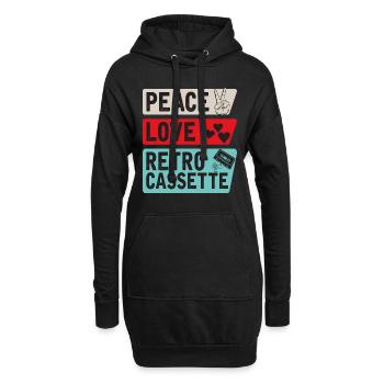 Peace Love Retro Cassette Instrument - Hoodie-Kleid - Schwarz - Vorne