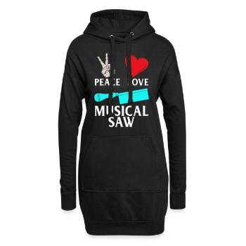Peace Love Instrument de musique De scie musicale - Sweat-shirt à capuche long Femme - noir - Devant