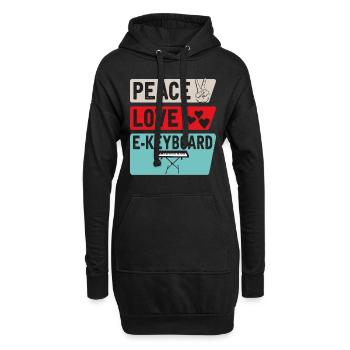 Peace Love E-Keyboard Piano Instrument - Hoodie-Kleid - Schwarz - Vorne
