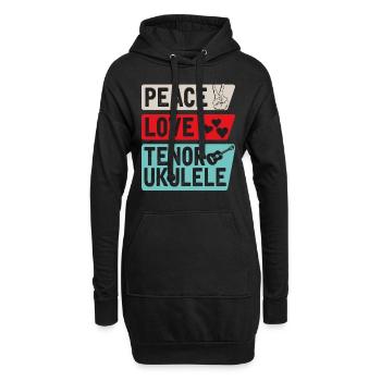Peace Love Tenor Ukulele Ukulele Player - Hoodie-Kleid - Schwarz - Vorne