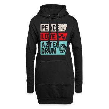 Peace Love Aztec Drum Musical Instrument - Hoodie-Kleid - Schwarz - Vorne