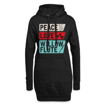 Peace Love Willon Instrument de flûte - Sweat-shirt à capuche long Femme - noir - Devant