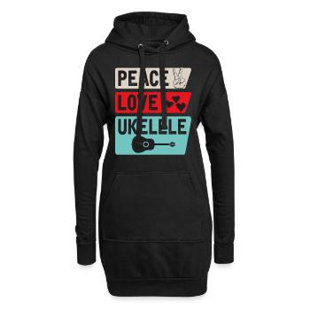 Peace Love Ukelele Instrumenteurs - Sweat-shirt à capuche long Femme - noir - Devant