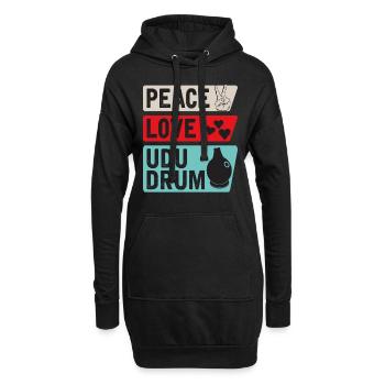 Peace Love Udu Drum Musical Instrument - Hoodie-Kleid - Schwarz - Vorne