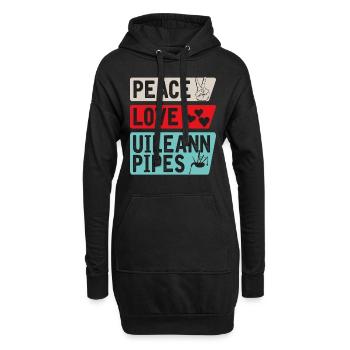 Peace Love Uileann Pipes Instrument - Sweat-shirt à capuche long Femme - noir - Devant