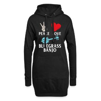 Peace Love Bluegrass Banjo Instrument - Hoodie-Kleid - Schwarz - Vorne