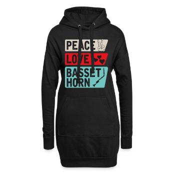 Peace Love Basset Horn Instrument de musique - Sweat-shirt à capuche long Femme - noir - Devant