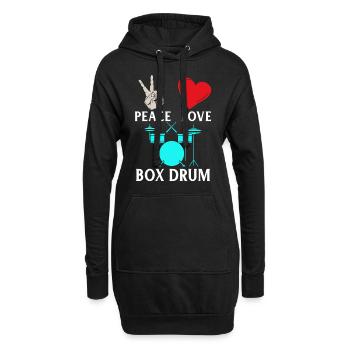 Peace Love Box Tambour Instrument de musique - Sweat-shirt à capuche long Femme - noir - Devant