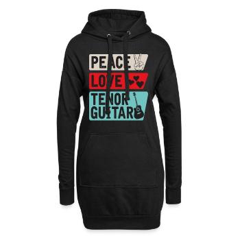 Peace Love Tenor Guitar Music Instrument - Hoodie-Kleid - Schwarz - Vorne
