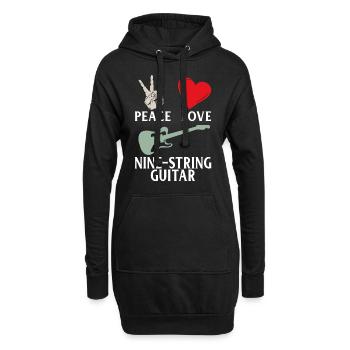 Peace Love Nine String Guitar Instrument - Hoodie-Kleid - Schwarz - Vorne