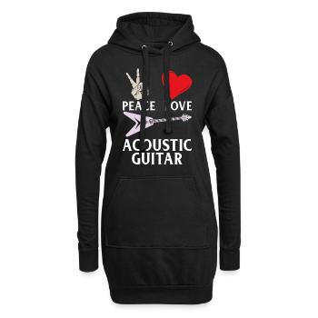 Peace Love Acoustic Guitar Instrument - Hoodie-Kleid - Schwarz - Vorne