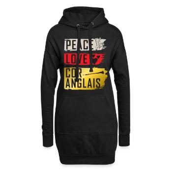 Peace Love Cor Anglais Instrument - Hoodie-Kleid - Schwarz - Vorne