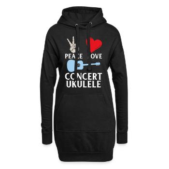 Peace Love Concert Ukulélé Instrument - Sweat-shirt à capuche long Femme - noir - Devant