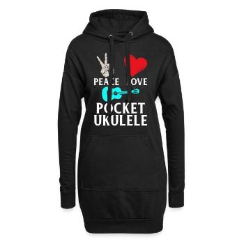 Instrument de ukulélé de poche Peace Love - Sweat-shirt à capuche long Femme - noir - Devant