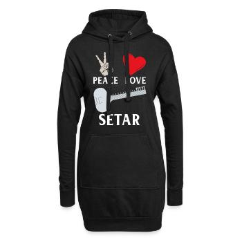 Peace Love Setar Instrument - Sweat-shirt à capuche long Femme - noir - Devant