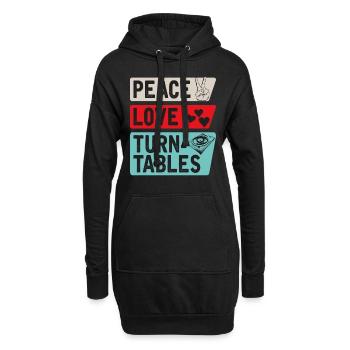 Peace Love Turntables Music Instrument - Hoodie-Kleid - Schwarz - Vorne