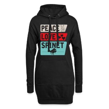 Peace Love Spinet Musical Instrument - Hoodie-Kleid - Schwarz - Vorne