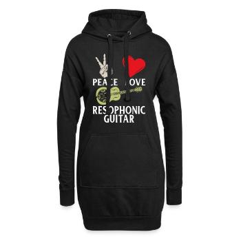 Peace Love Resophonic Guitar Instrument - Hoodie-Kleid - Schwarz - Vorne