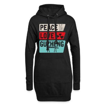 Peace Love Guzheng Instrument Musical - Sweat-shirt à capuche long Femme - noir - Devant
