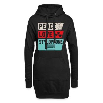 Peace Love Stylophone Instrument de musique - Sweat-shirt à capuche long Femme - noir - Devant