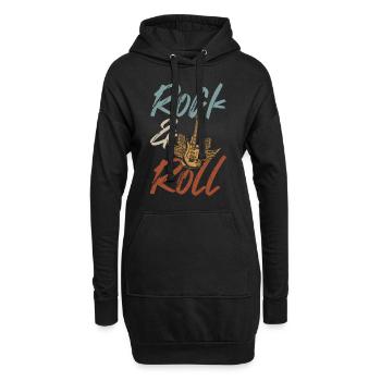 Retro Rock and Roll Musician Guitarist - Hoodie Dress - black - Front