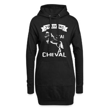 Je Peux Pas J'ai Cheval Équitation Cavalier Poney - Sweat-shirt à capuche long Femme - noir - Devant