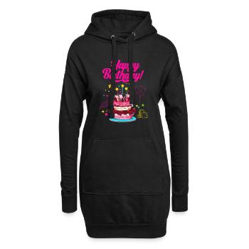 Geburtstag Joyeux anniversaire - Sweat-shirt à capuche long Femme - noir - Devant