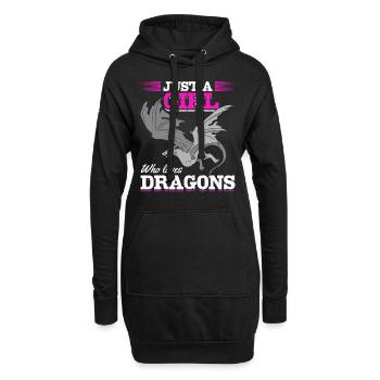 Mädchen Drachenliebhaber mittelalterlich - Hoodie-Kleid - Schwarz - Vorne
