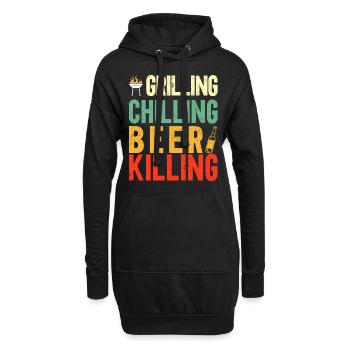 Bbq Grillen Fleischliebhaber Grill Party Food Bbq - Hoodie-Kleid - Schwarz - Vorne