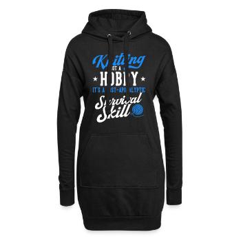Knitter Häkelgarn Nadeln Stricken - Hoodie-Kleid - Schwarz - Vorne