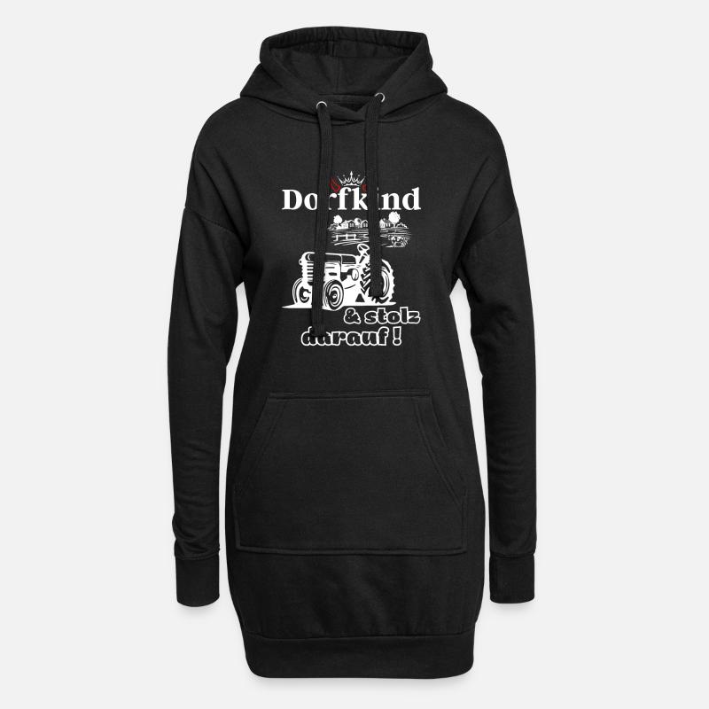 Dorfkind und stolz darauf- Spruch mit Traktor - Hoodie-Kleid - Schwarz