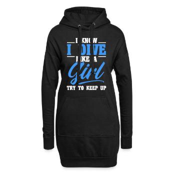 Sporttauchen Geschenk Unterwasser Sporttaucher - Hoodie-Kleid - Schwarz - Vorne